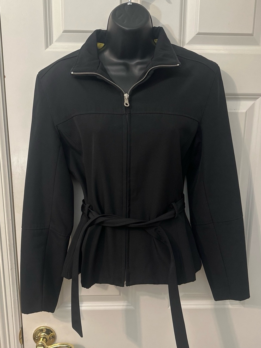 Women's MarcNewYork Black Zip-Front Belted Jacket